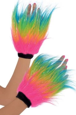 AMSCAN Electric Party Furry Gloves Ravewear