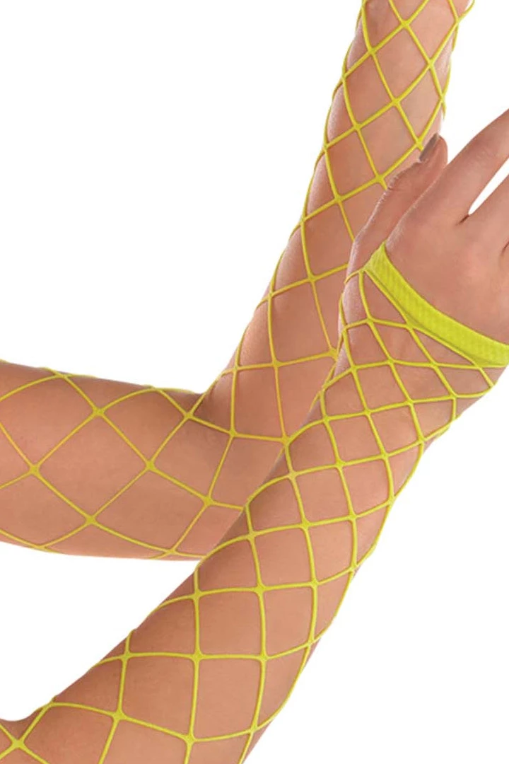 AMSCAN Neon Green Fishnet Gloves 4 AMSCAN Neon Green Fishnet Gloves