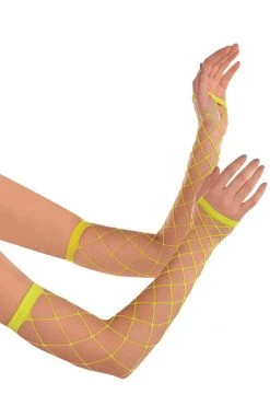 AMSCAN Neon Green Fishnet Gloves