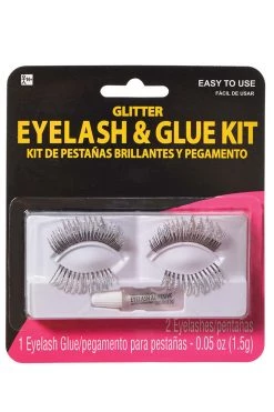 AMSCAN Silver Glitter False Eyelashes Set