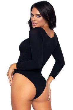 Leg Avenue Lingerie Opaque Black Long Sleeve Bodysuit