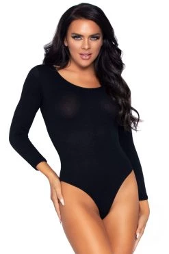 Leg Avenue Lingerie Opaque Black Long Sleeve Bodysuit