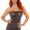 Leg Avenue Shimmer Sheer Rhinestone Tube Dress