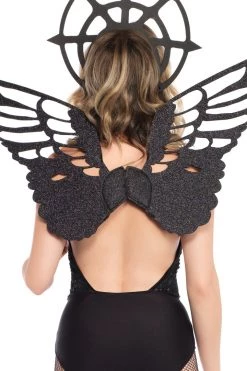 Leg Avenue Black Sequin Halter Bodysuit