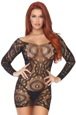 Leg Avenue Black Crochet Mini Dress