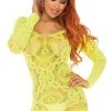 Leg Avenue Neon Yellow Crochet Mini Dress