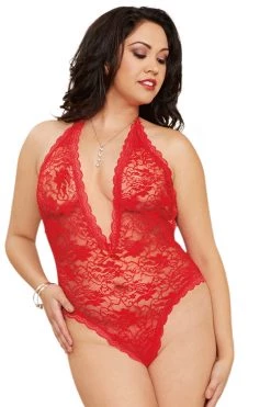 Dreamgirl Red Plunging Neckline Teddy