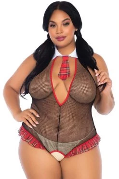 Leg Avenue School Girl Outfits School Girl Crotchless Teddy Lingerie