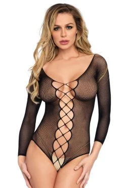 Leg Avenue Stitch Pattern Crotchless Teddy Body Stocking