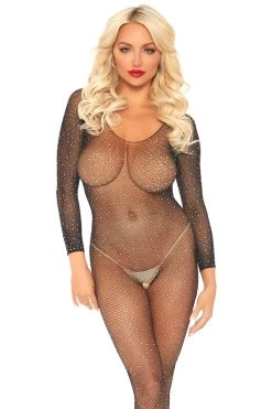 Leg Avenue Long Sleeve Body Stocking With Crystals Bodystocking Lingerie