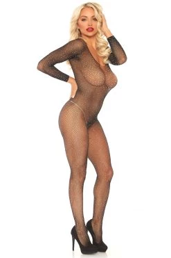Leg Avenue Long Sleeve Body Stocking With Crystals Bodystocking Lingerie 11 Leg Avenue Long Sleeve Body Stocking With Crystals Bodystocking Lingerie