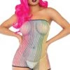 Leg Avenue Rainbow Fishnet Strapless Romper 2 Leg Avenue Rainbow Fishnet Strapless Romper