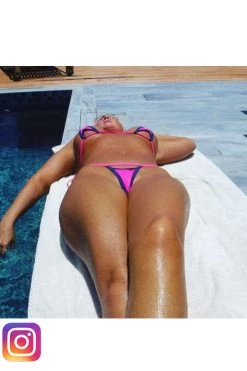 Elegant Moments Neon Pink Triangle Top And G-String Bikini Best Sellers