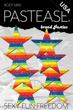 Pastease 8 Mini Rainbow Glitter Star Body Nipple Pasties Rainbow Clothing