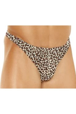 Elegant Moments Men's Leopard Lycra Thong Male Thongs