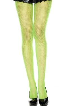 Music Legs Glow In The Dark & Neon Neon Green Mini Diamond Fishnet Pantyhose