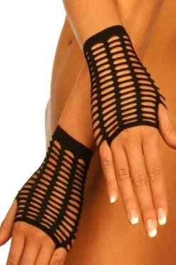 BL Brands Ravewear Black Fingerless Gloves