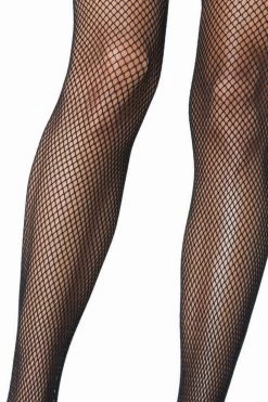 Leg Avenue Black Fishnet Thigh High Stockings & Thick Bands