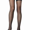 Leg Avenue Black Fishnet Thigh High Stockings & Thick Bands