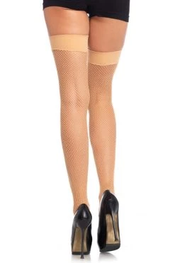 Leg Avenue Beige Fishnet Thigh High Stockings