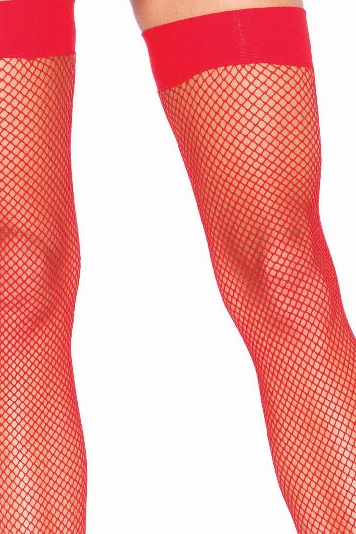 Leg Avenue Red Fishnet Thigh High Stockings & Thick Banded Thigh 4 Leg Avenue Red Fishnet Thigh High Stockings & Thick Banded Thigh
