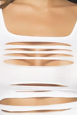 Mapale Dancewear White Slashed Crop Top