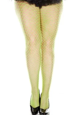 Music Legs Glow In The Dark & Neon Neon Green Fishnet Pantyhose