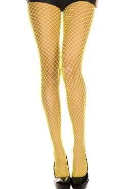 Music Legs Glow In The Dark & Neon Neon Yellow Diamond Fishnet Pantyhose