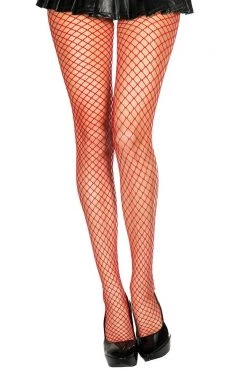 Music Legs Red Fishnet Pantyhose Ravewear