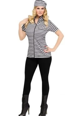 Fun World Prisoner Stripe Shirt & Cap