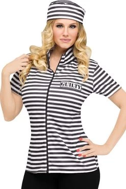 Fun World Prisoner Stripe Shirt & Cap