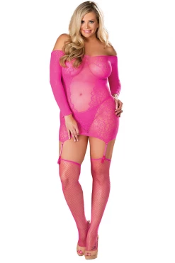 Shirley Of Hollywood Pink Floral Chemise Dress & Fishnet Stockings Bodystocking Lingerie 9 Shirley Of Hollywood Pink Floral Chemise Dress & Fishnet Stockings Bodystocking Lingerie