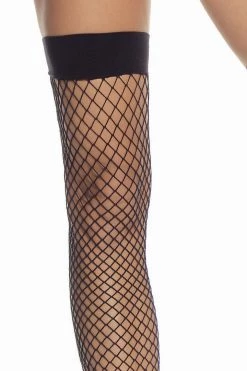 Leg Avenue Hosiery Black Netted Footless Thigh Highs