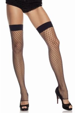 Leg Avenue Hosiery Black Netted Footless Thigh Highs