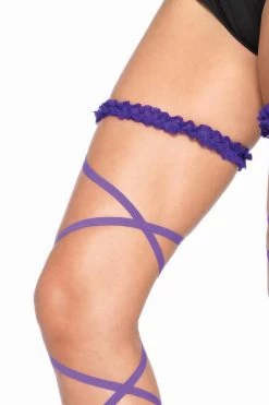 Leg Avenue Leg Garters Purple Ruffled Garter Leg Wraps 6 Leg Avenue Leg Garters Purple Ruffled Garter Leg Wraps