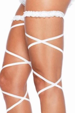 Leg Avenue White Ruffled Garter Leg Wraps