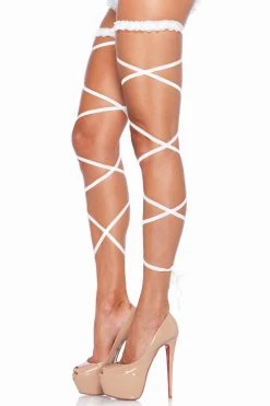 Leg Avenue White Ruffled Garter Leg Wraps