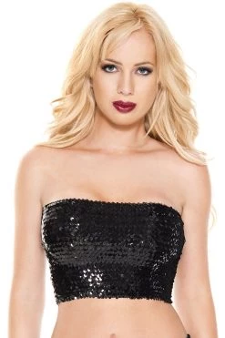 Music Legs Black Sequin Crop Tube Top Ravewear