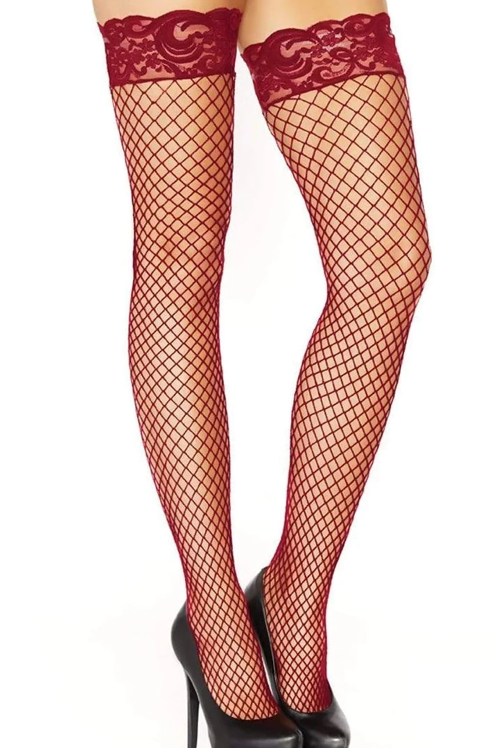 Leg Avenue Burgundy Stay Up Lyrca Fishnet Stockings 4 Leg Avenue Burgundy Stay Up Lyrca Fishnet Stockings