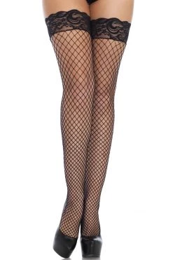 Leg Avenue Black Stay Up Lyrca Fishnet Stockings