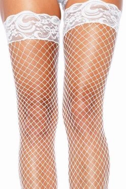 Leg Avenue White Stay Up Lyrca Fishnet Stockings