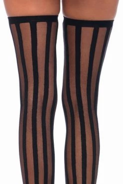Leg Avenue Black Vertical Striped Thigh Highs