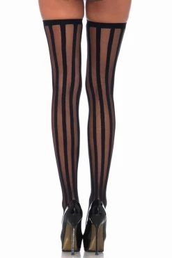 Leg Avenue Black Vertical Striped Thigh Highs