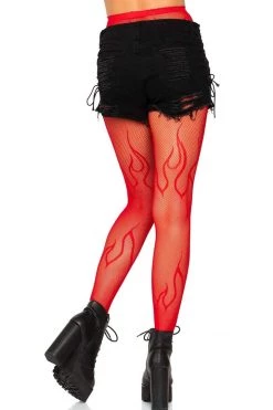 Leg Avenue Red Flame Fishnet Tights