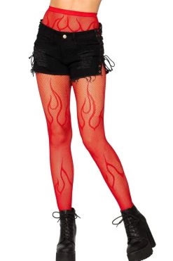 Leg Avenue Red Flame Fishnet Tights