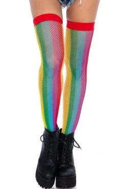 Leg Avenue Rainbow Fishnet Thigh Highs