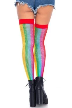 Leg Avenue Rainbow Fishnet Thigh Highs
