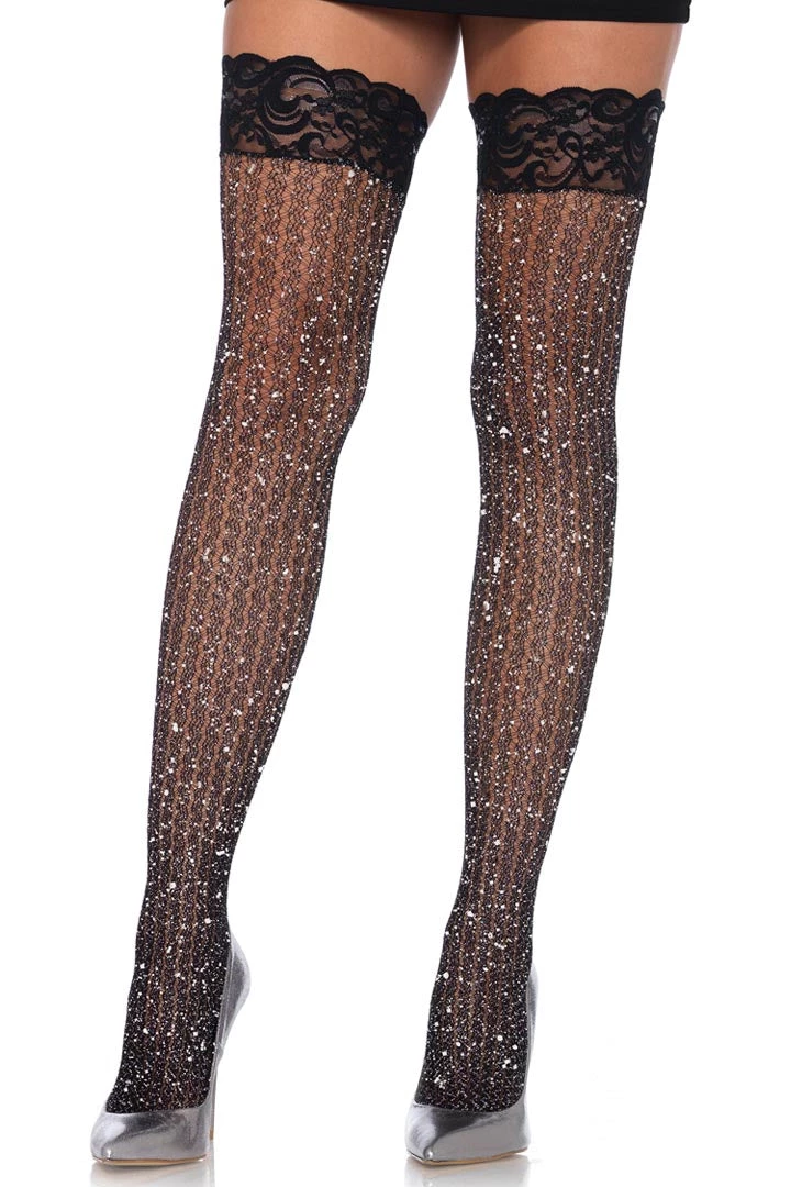 Leg Avenue Stay Up Lace Glitter Thigh High Socks 3 Leg Avenue Stay Up Lace Glitter Thigh High Socks