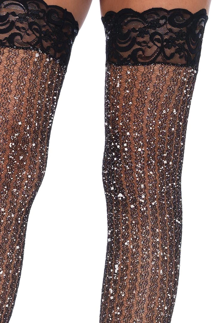 Leg Avenue Stay Up Lace Glitter Thigh High Socks 4 Leg Avenue Stay Up Lace Glitter Thigh High Socks