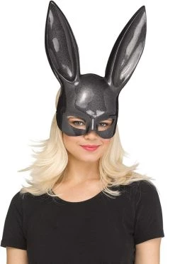 Fun World Black Glitter Bunny Mask Blindfolds & Masks